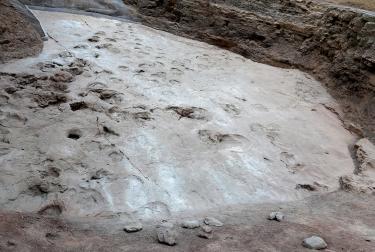 Huellas de dinosaurios en el Geoparque mundial de la UNESCO de Linxia, China