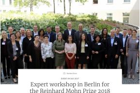 Expert workshop in Berlin for the Reinhard Mohn Prize 2018 and Workshop