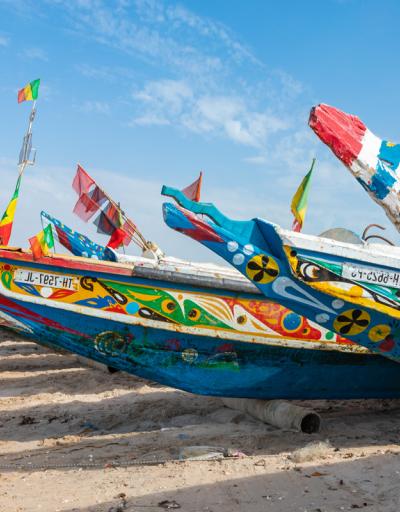 Traditional painted wooden fishing boats