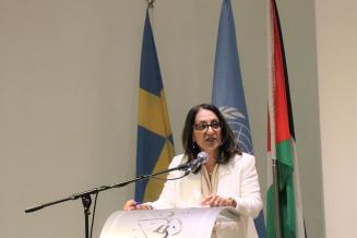 Noha Bawazir, Head of Office & UNESCO Representative, speaking at SIDA closing - Palestine 
