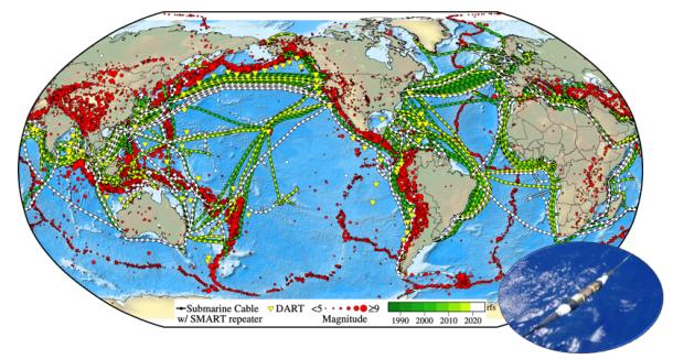 Global map of ∼1 million km of operational submarine telecommunications cables 