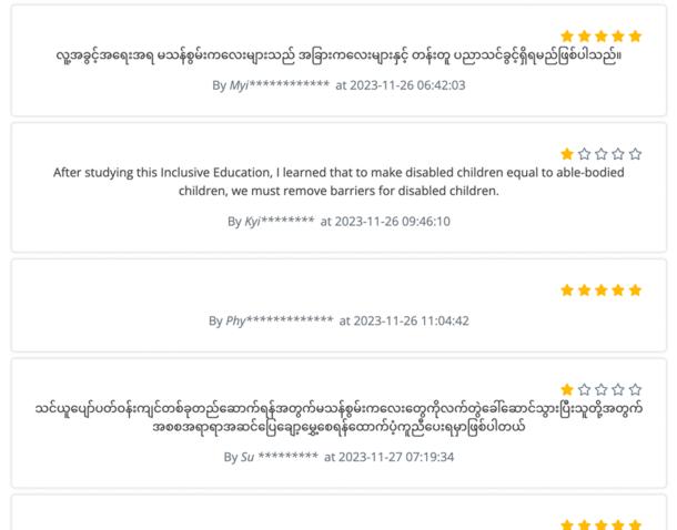 feedback from learners of the online course