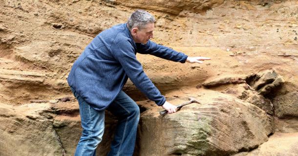 Geologist conducting field work