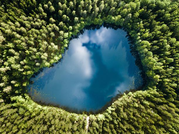 Kettle pond in Päijänne National Park, Salpausselkä UNESCO Global Geopark, Finland
