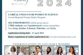 L’OREAL–UNESCO FOR WOMEN IN SCIENCE LEVANT REGIONAL YOUNG TALENTS PROGRAMME - 2024