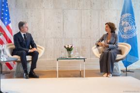 Audrey Azoulay s’entretient avec Antony Blinken à l’UNESCO