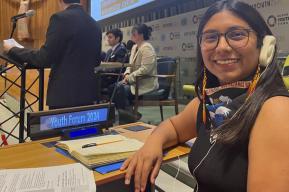 The United Nations Youth Forum erupts in applause for the call by a Mixtec youth woman to demand justice to eradicate inequalities