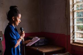 Mini-media club: Two girls speak about gender equality at their school in Ethiopia