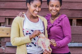 Boys and girls make menstrual pads at their school’s gender club in Ethiopia